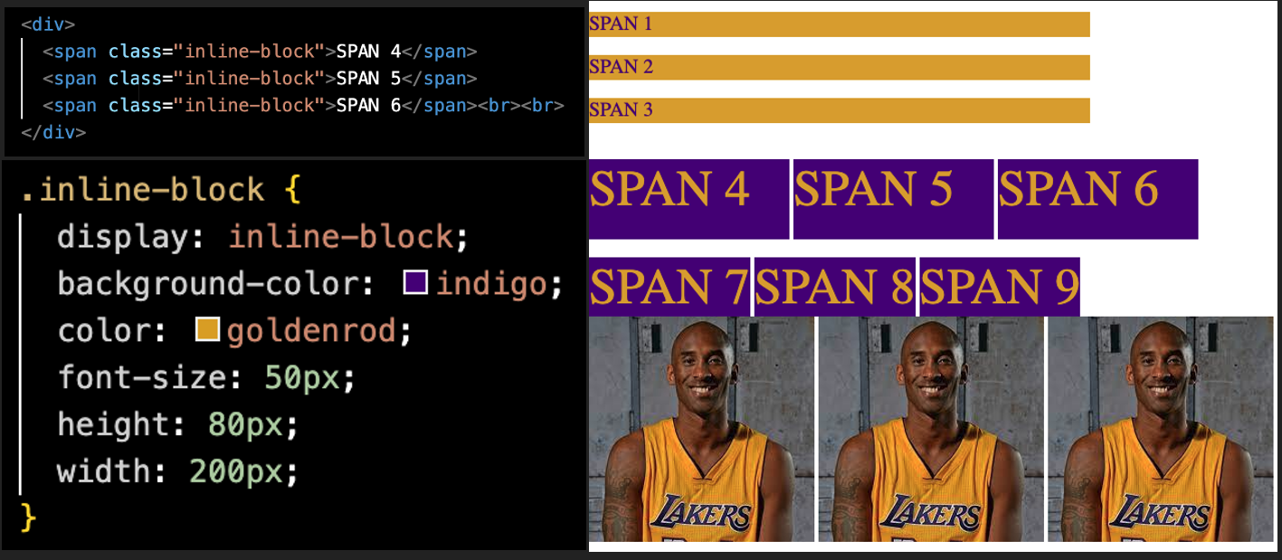 Inline-Block Property HTML CSS & Browser Screenshot